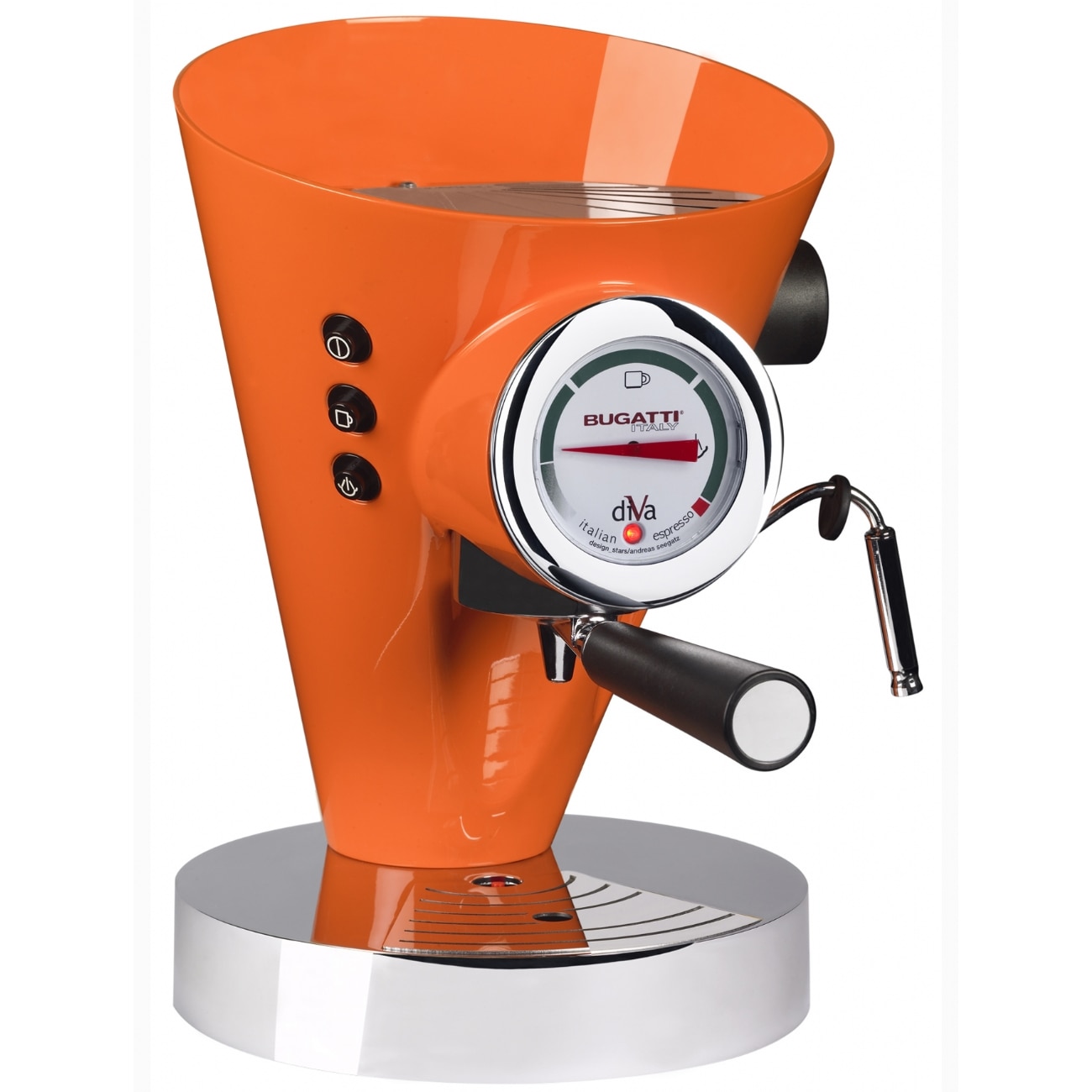 Espressor manual Casa Bugatti, Diva, 950W, 15 ATM, compatibil cu cafea macinata sau capsule universale, portocaliu