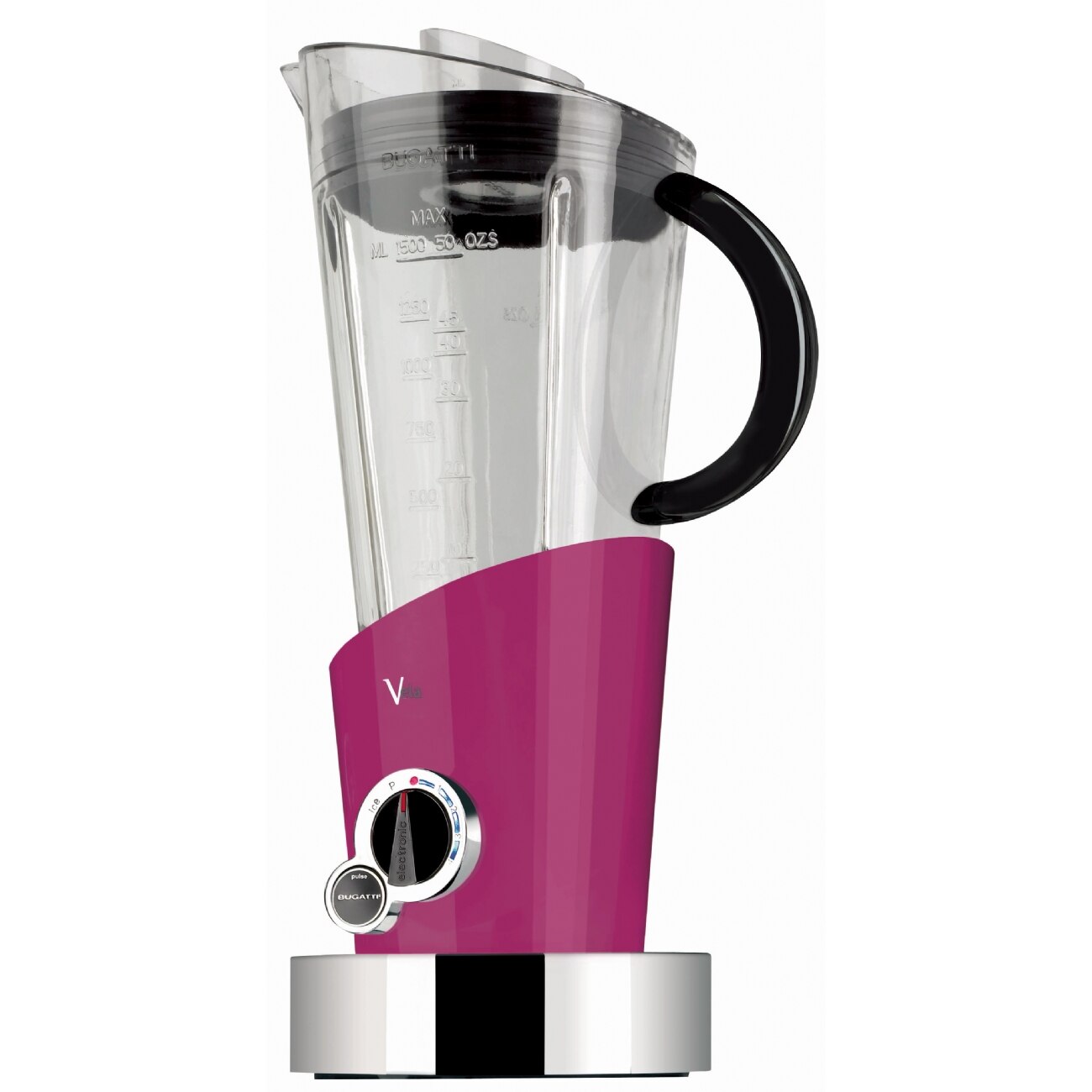Blender Casa Bugatti, Vela Evolution, mov, 500W, 1.5L, 4 trepte de putere, functie speciala pentru gheata, ergonomic design