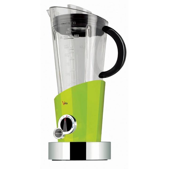 Blender Casa Bugatti, Vela Evolution, 1.5 litri, 4 trepte de putere, functie speciala pentru gheata, finisaj lucios, operare intuitiva, curatare usoara, 500W, verde