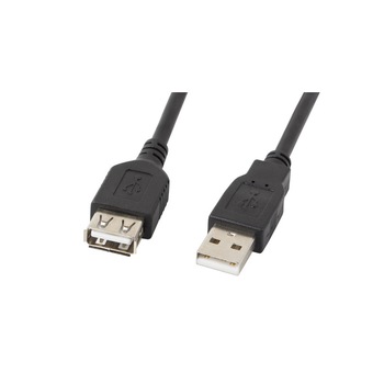 Cablu prelungitor Lanberg CA-USBE-10CC-0050-BK, USB 2.0 AM-AF 5m, Negru Cablu prelungitor Lanberg CA-USBE-10CC-0050-BK, USB 2.0 AM-AF 5m, Negru