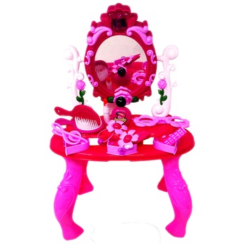 Set Masuta de Infrumusetare cu Oglinda si Accesorii pentru Copii, Roz Set Masuta de Infrumusetare cu Oglinda si Accesorii pentru Copii, Roz