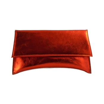 Poseta plic Maia, din piele portocaliu/caramiziu laminata Poseta plic Maia, din piele portocaliu/caramiziu laminata