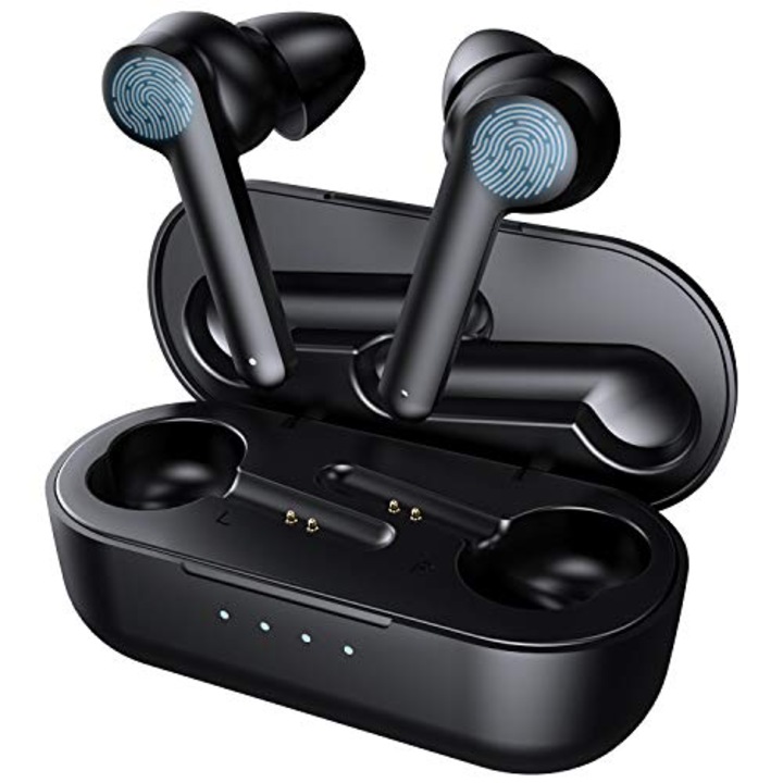 Casti In-Ear Elegiant True Wireless Earbuds, T50, Bluetooth, Black cu carcasa de incarcare portabila