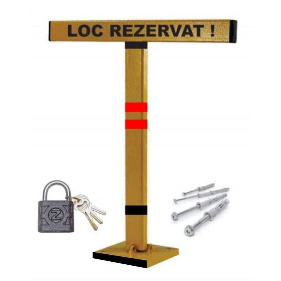 Blocator loc parcare, teava otel, suruburi si lacat inclus
