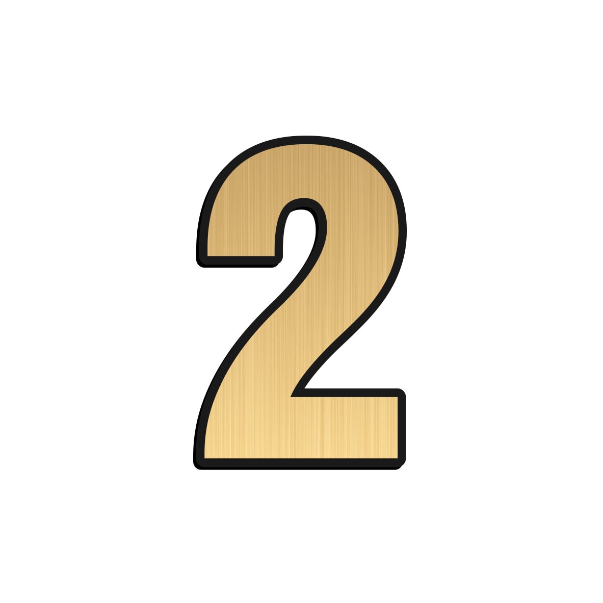 Cifra 2 auriu indicator ABS gravat numar casa / apartament, 5,5 x 3,5 cm