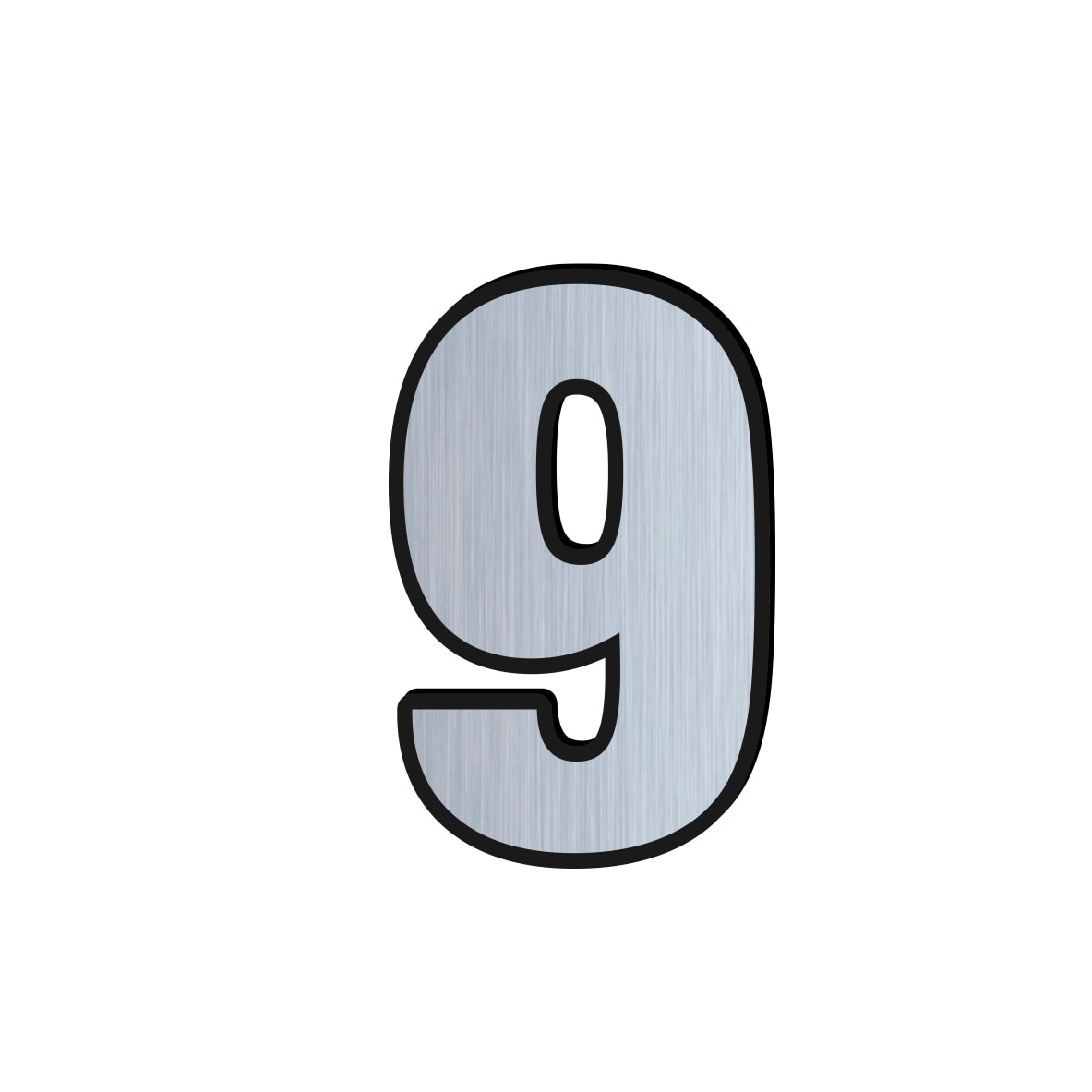 Cifra 9 argintiu indicator ABS gravat numar casa / apartament, 5,5 x 3,5 cm