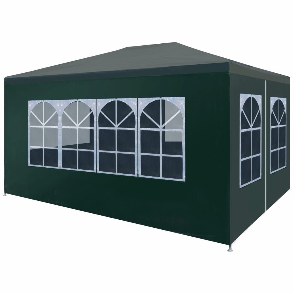 Pavilion de petrecere cu usa cu fermoar vidaXL, Polietilena, 300 x 400 cm, Verde