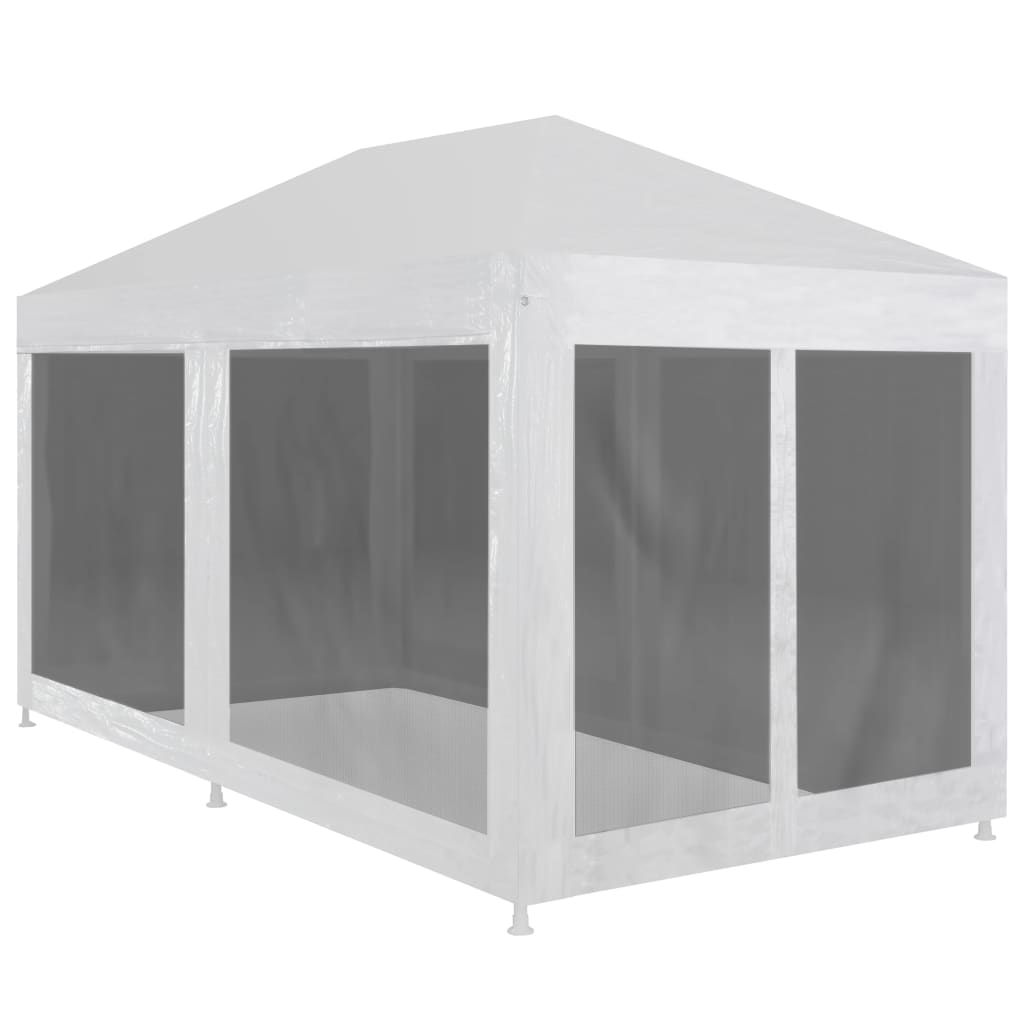 Pavilion de petrecere cu 6 pereti din plasa vidaXL, Poliester, 600 x 300 cm, Negru