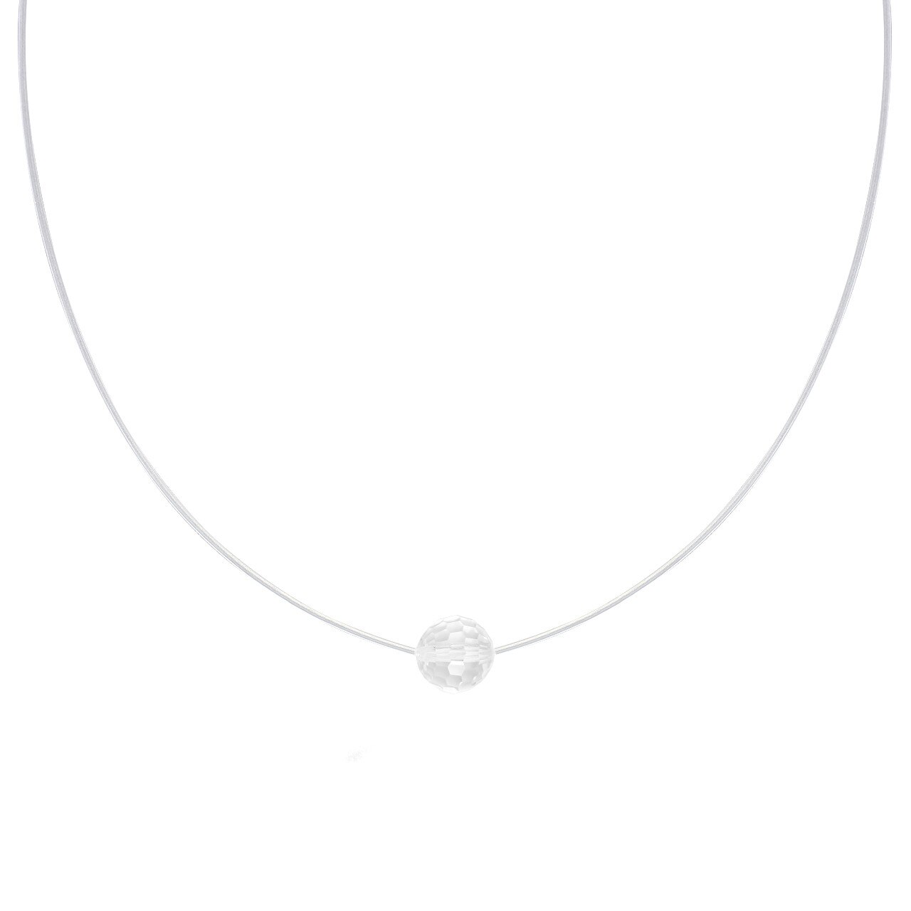 Colier silicon cu Argint 925 placat cu rodiu cu Cristale Swarovski® Disco Ball - Crystal Clear