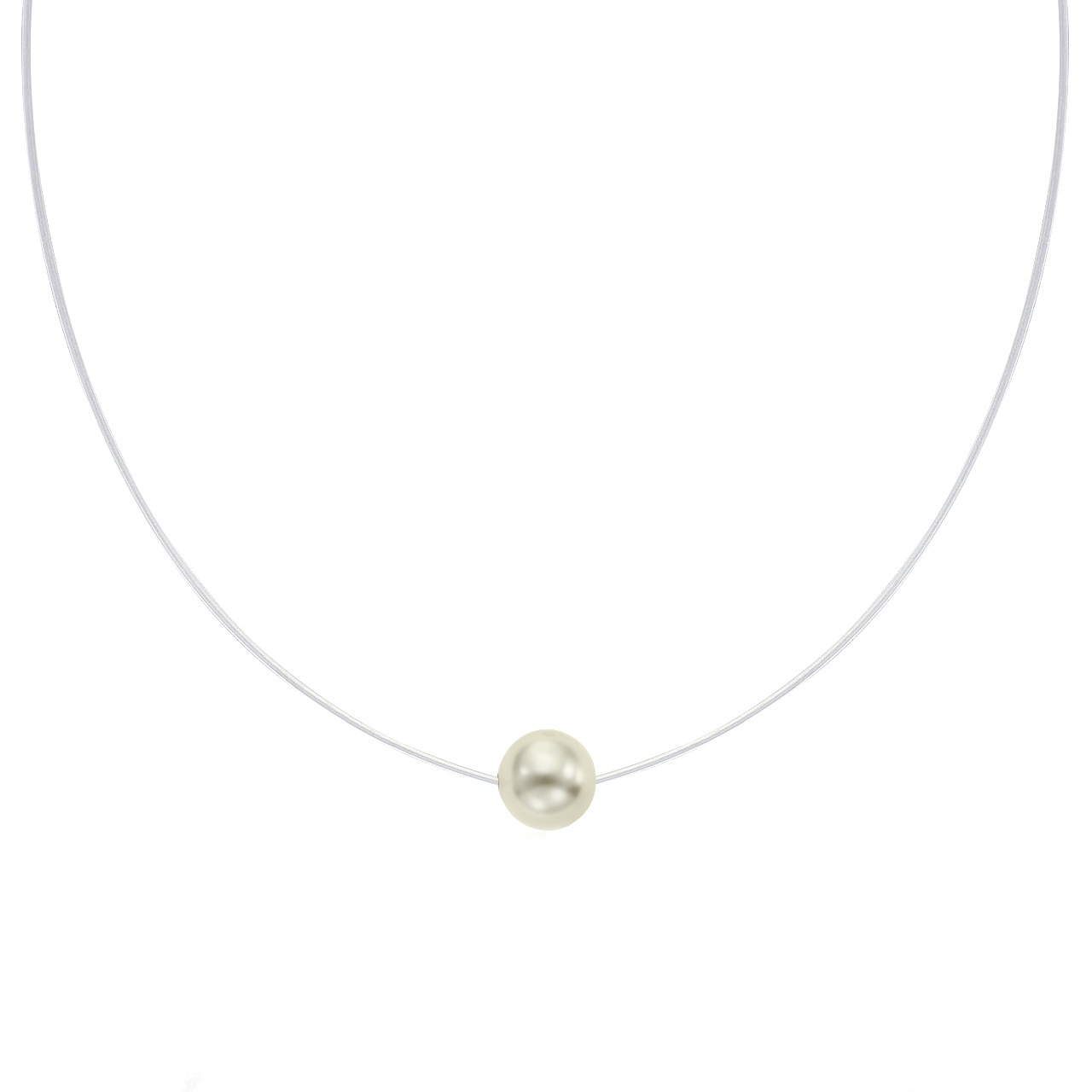 Colier silicon cu Argint 925 placat cu rodiu cu Cristale® Pearl - Cream Pearl