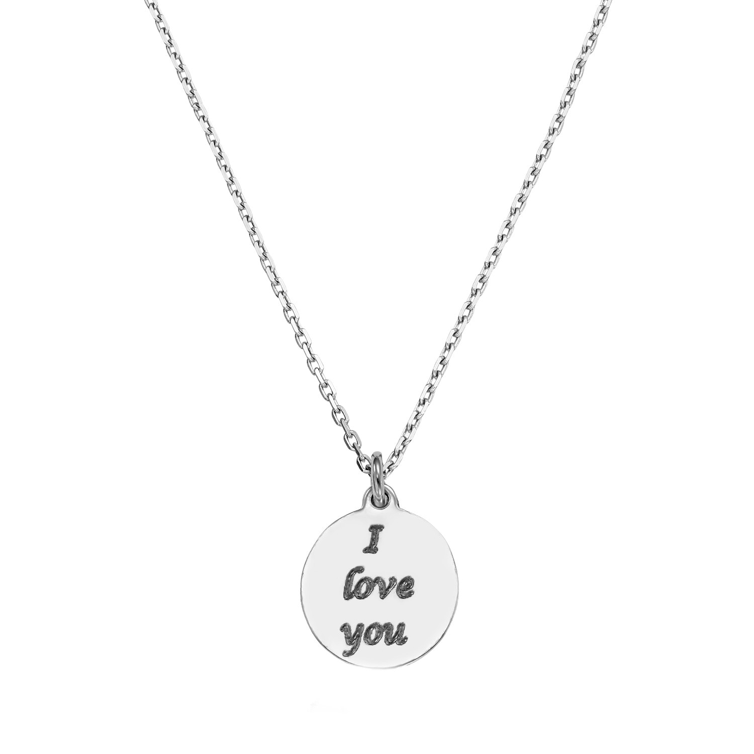 Colier Argint 925 placat cu rodiu cu pandantiv - I Love You