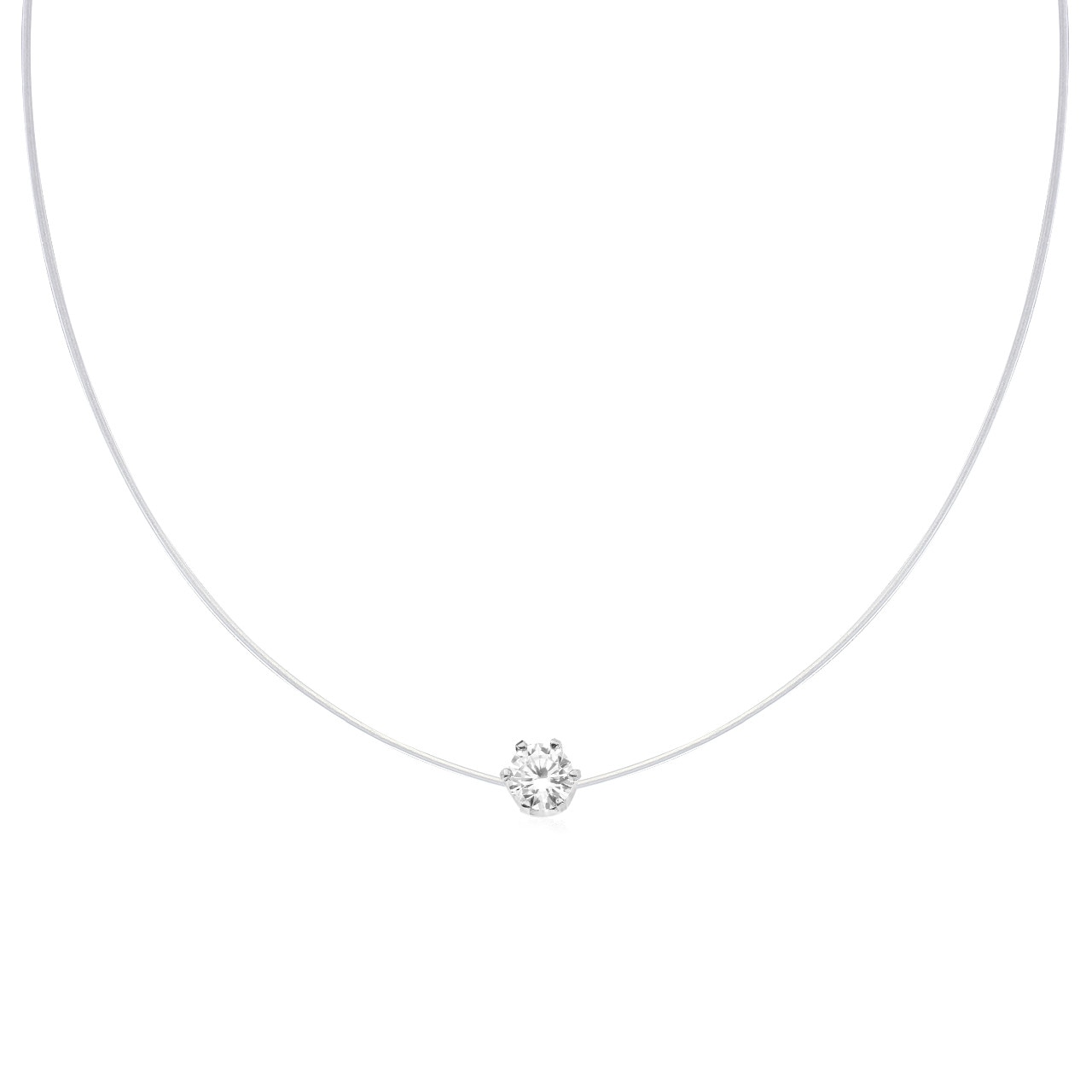 Colier silicon cu Argint 925 placat cu rodiu cu Cristale Swarovski® Xirius Queen - Crystal Clear
