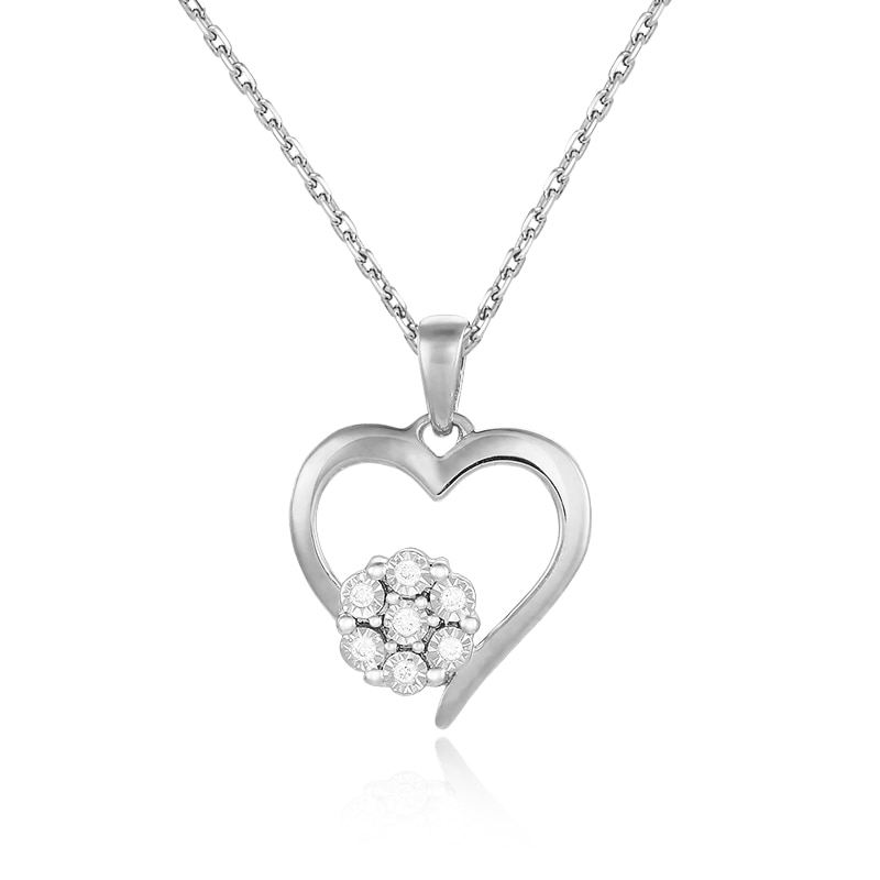 Pandantiv Inima cu Lant Blanco's Aur 18k Diamante, Ajustabil 40-45 PH2939-W