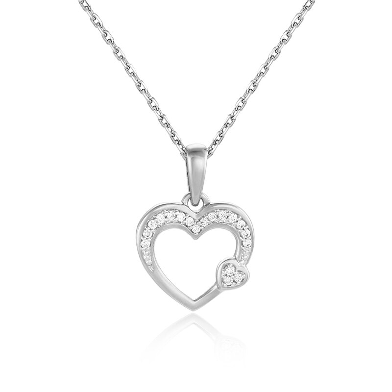 Pandantiv Inima cu Lant Blanco's Aur 18k Diamante, Ajustabil 40-45 PH3235-W