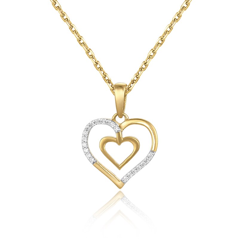 Pandantiv Inima cu Lant Blanco's Aur 18k Diamante, Ajustabil 45-50 PH3520-Y