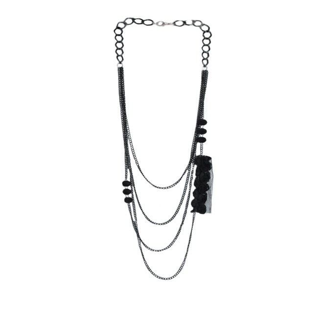 Colier elegant cu zale mici ,accesorizat cu un model floral,D&J Exclussive,negru