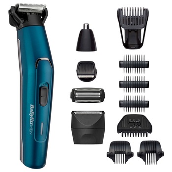 Aparat de tuns si ras BaByliss MT890E Japanese Steel 12in1 Multi Trimmer, 12 Accesorii, 5 capete, Albastru Aparat de tuns si ras BaByliss MT890E Japanese Steel 12in1 Multi Trimmer, 12 Accesorii, 5 capete, Albastru