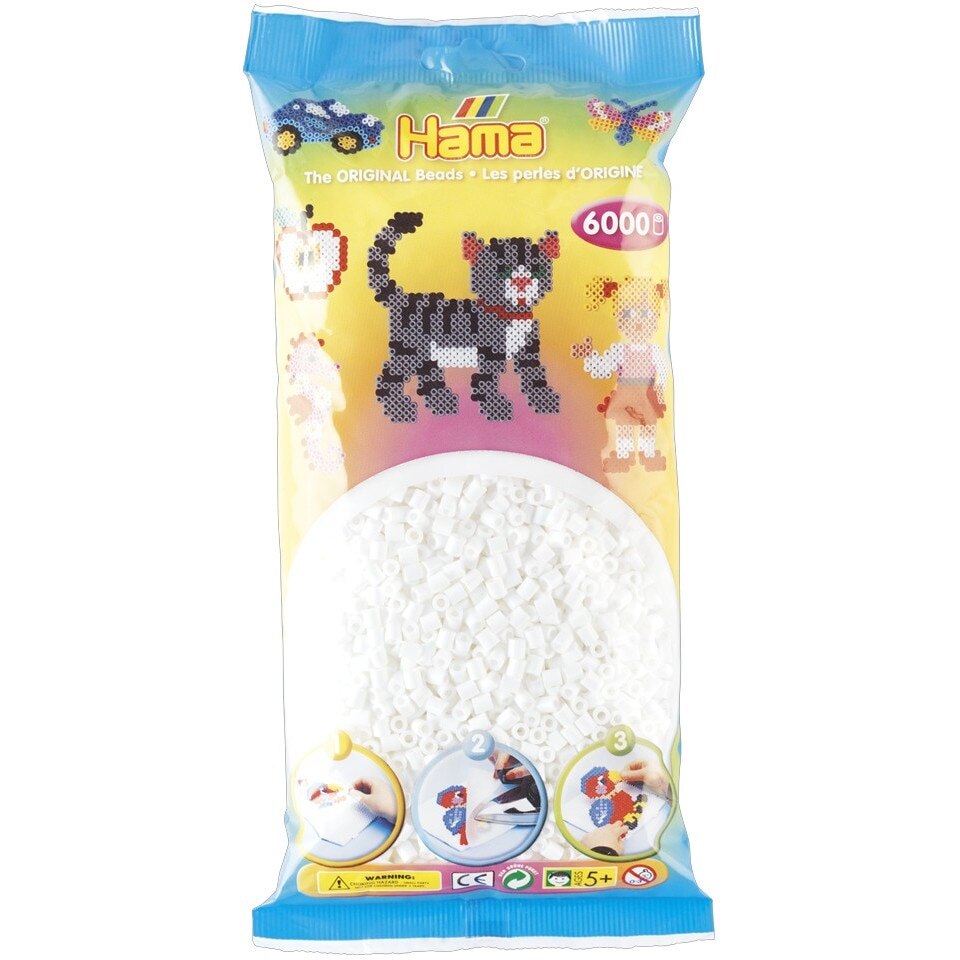 Margele de calcat HAMA MIDI ALB, 6000 buc in pungulita