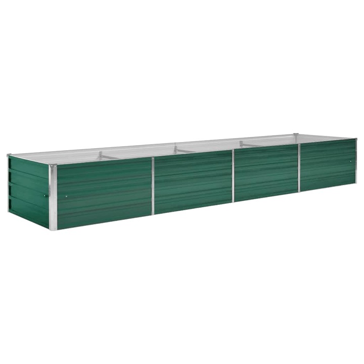 Strat inaltat de gradina vidaXL, verde, 320x80x45 cm, otel galvanizat, 11.12 Kg