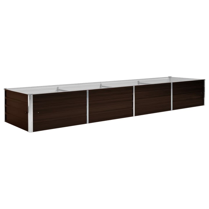 Strat inaltat de gradina vidaXL, maro, 320x80x45 cm, otel galvanizat, 11.12 Kg