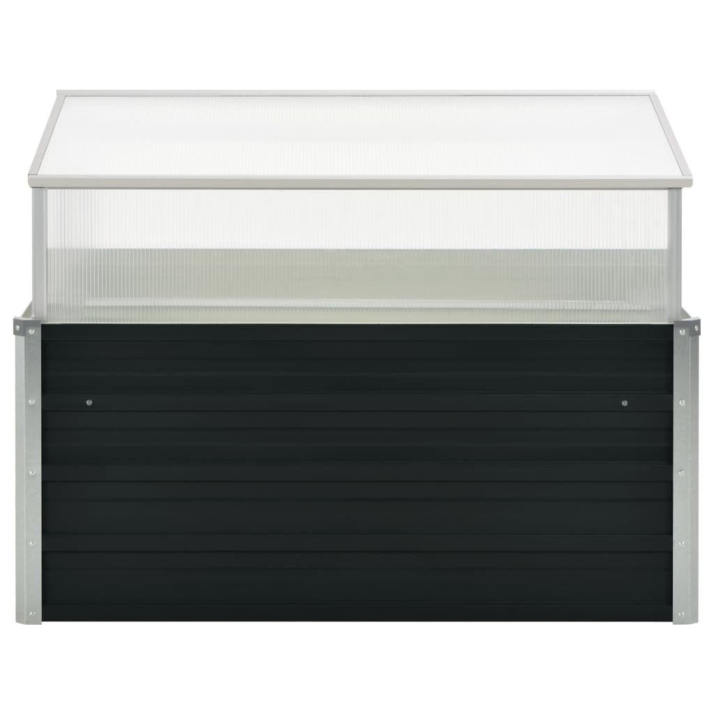 Jardiniera tip sera de gradina, vidaXL, Otel galvnizat, 100x100x77 cm, Transparent