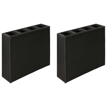 Set 2 jardiniere 4 ghivece, vidaXL, 79 x 22 x 76 cm, Ratan, Negru Set 2 jardiniere 4 ghivece, vidaXL, 79 x 22 x 76 cm, Ratan, Negru