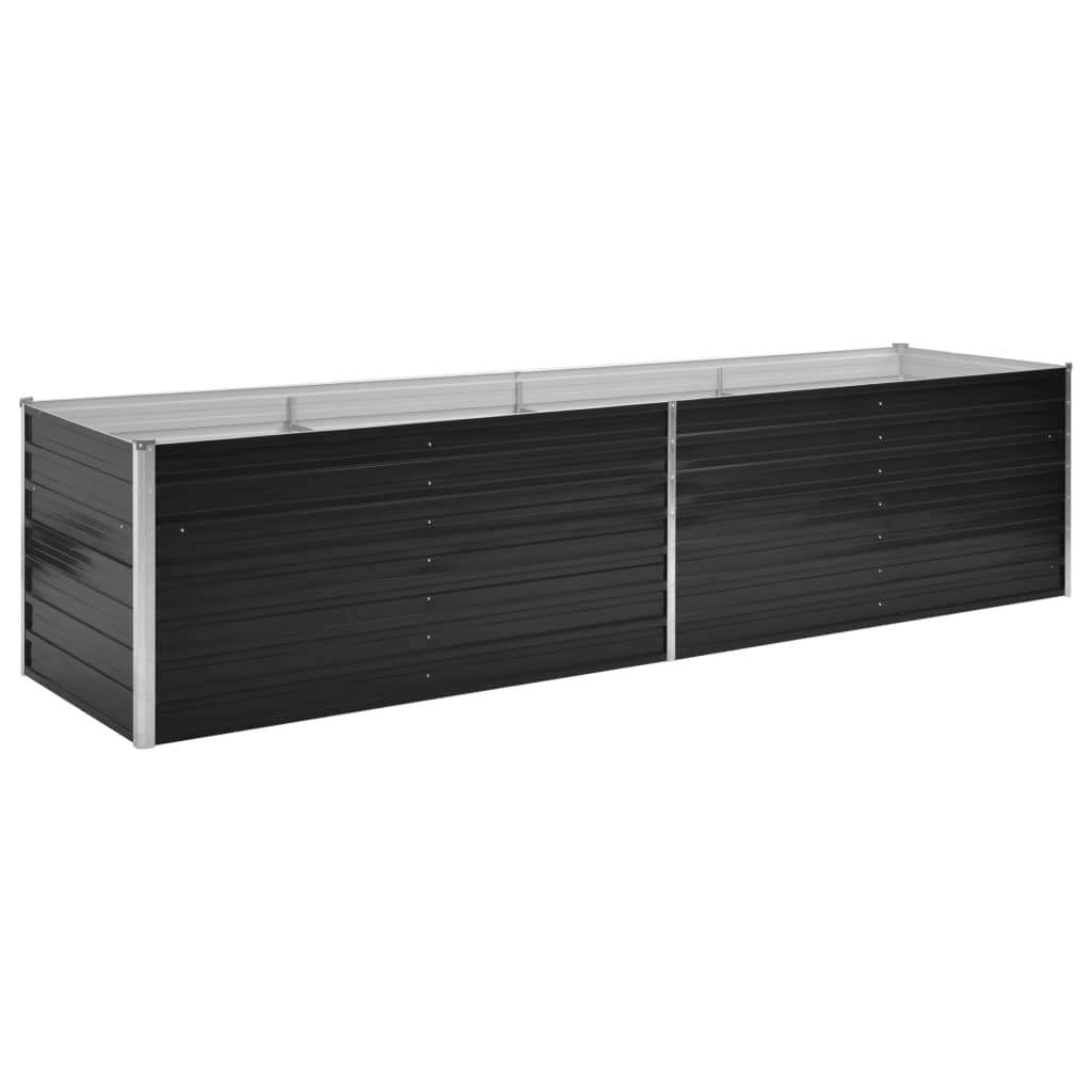 Jardiniera de gradina, vidaXL, Otel galvanizat, 320 x 80 x 77 cm, Gri