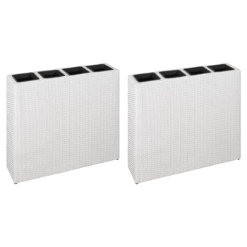 Set 2 jardiniere 4 ghivece, vidaXL, 79 x 22 x 76 cm, Ratan, Alb Set 2 jardiniere 4 ghivece, vidaXL, 79 x 22 x 76 cm, Ratan, Alb