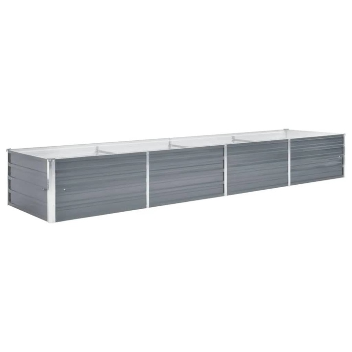 Strat inaltat de gradina vidaXL, gri, 320 x 80 x 45 cm, otel galvanizat, 11.12 Kg