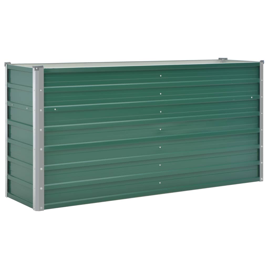Jardiniera de gradina, vidaXL, Otel galvanizat, 160 x 40 x 77 cm, Verde