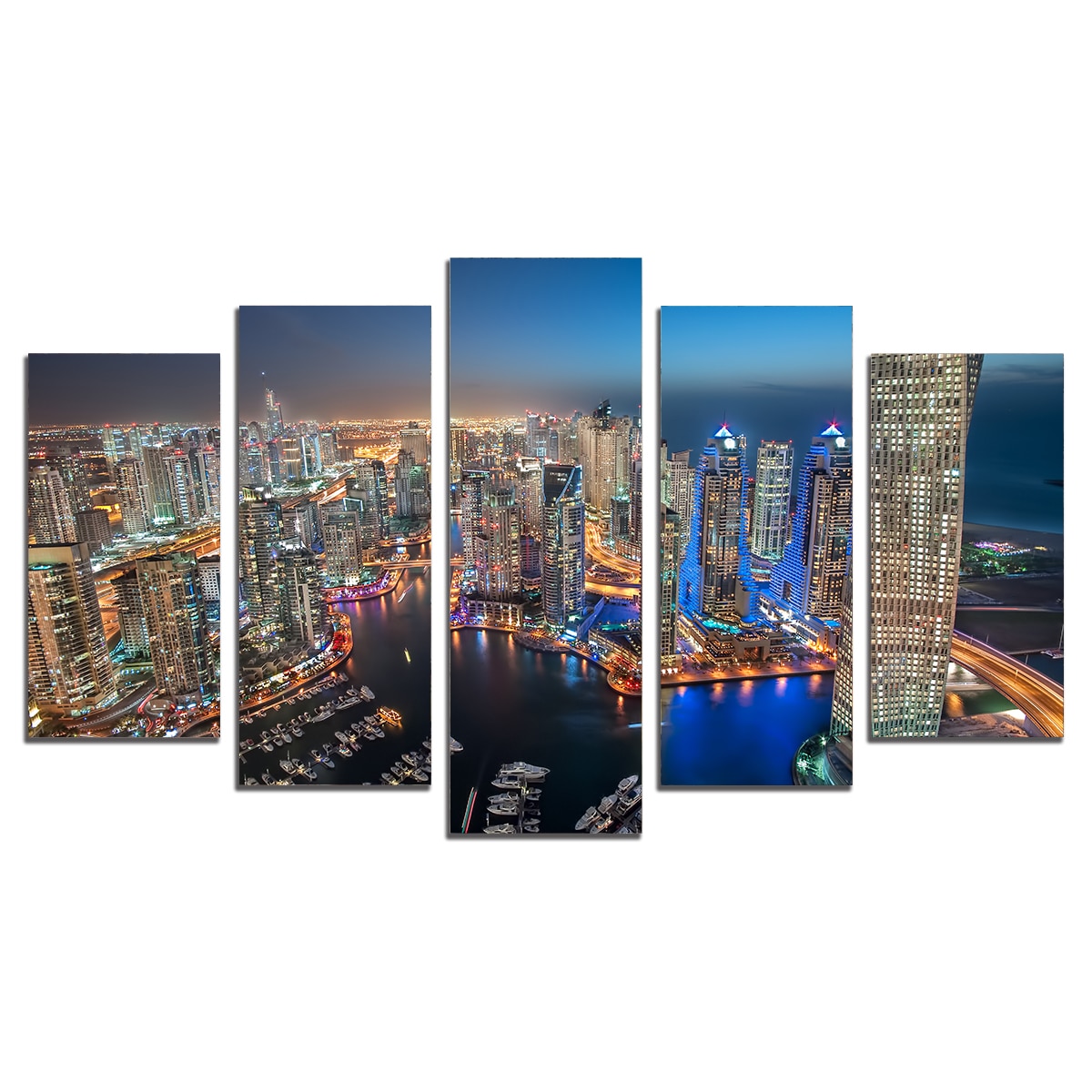 Tablou Multicanvas, 5 Piese, Dubai albastru, 158х90 cm