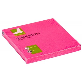 Notite Adezive Q-CONNECT, 76x76 mm, 75 File, 70 g/m², Culoare Roz Neon Notite Adezive Q-CONNECT, 76x76 mm, 75 File, 70 g/m², Culoare Roz Neon