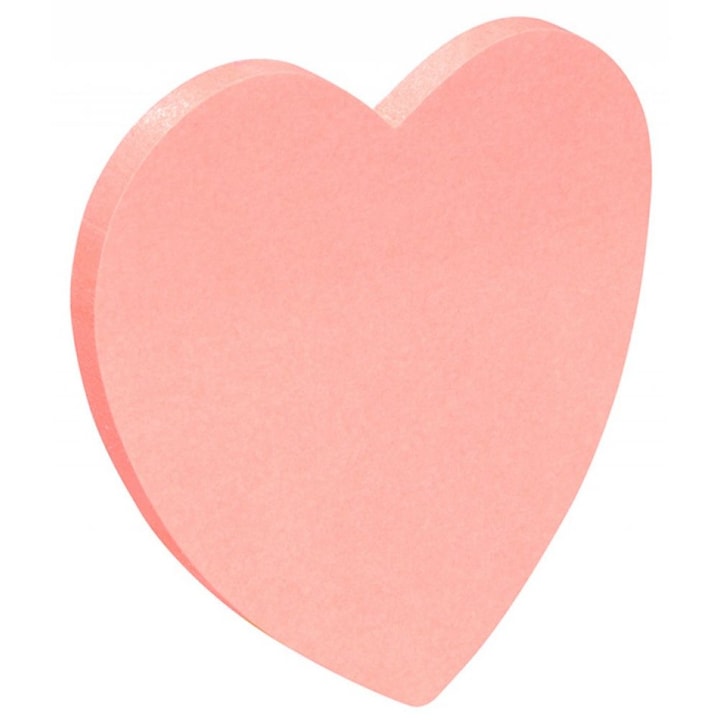 Лепящи бележки Donau във формата на сърце, 50 листа/комплект, 75 g/m², розов цвят