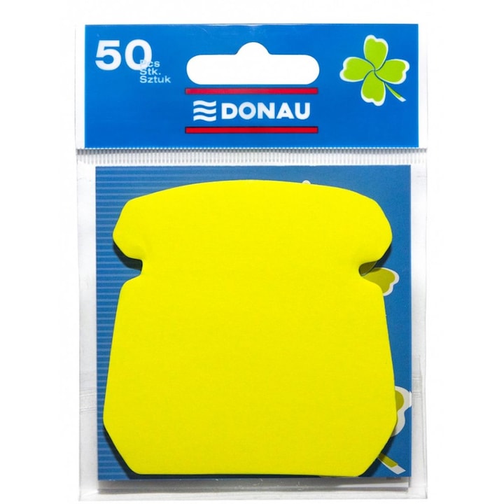DONAU Самозалепващи се бележки във формата на телефон, 50 листа/комплект, 75 g/m², жълт цвят