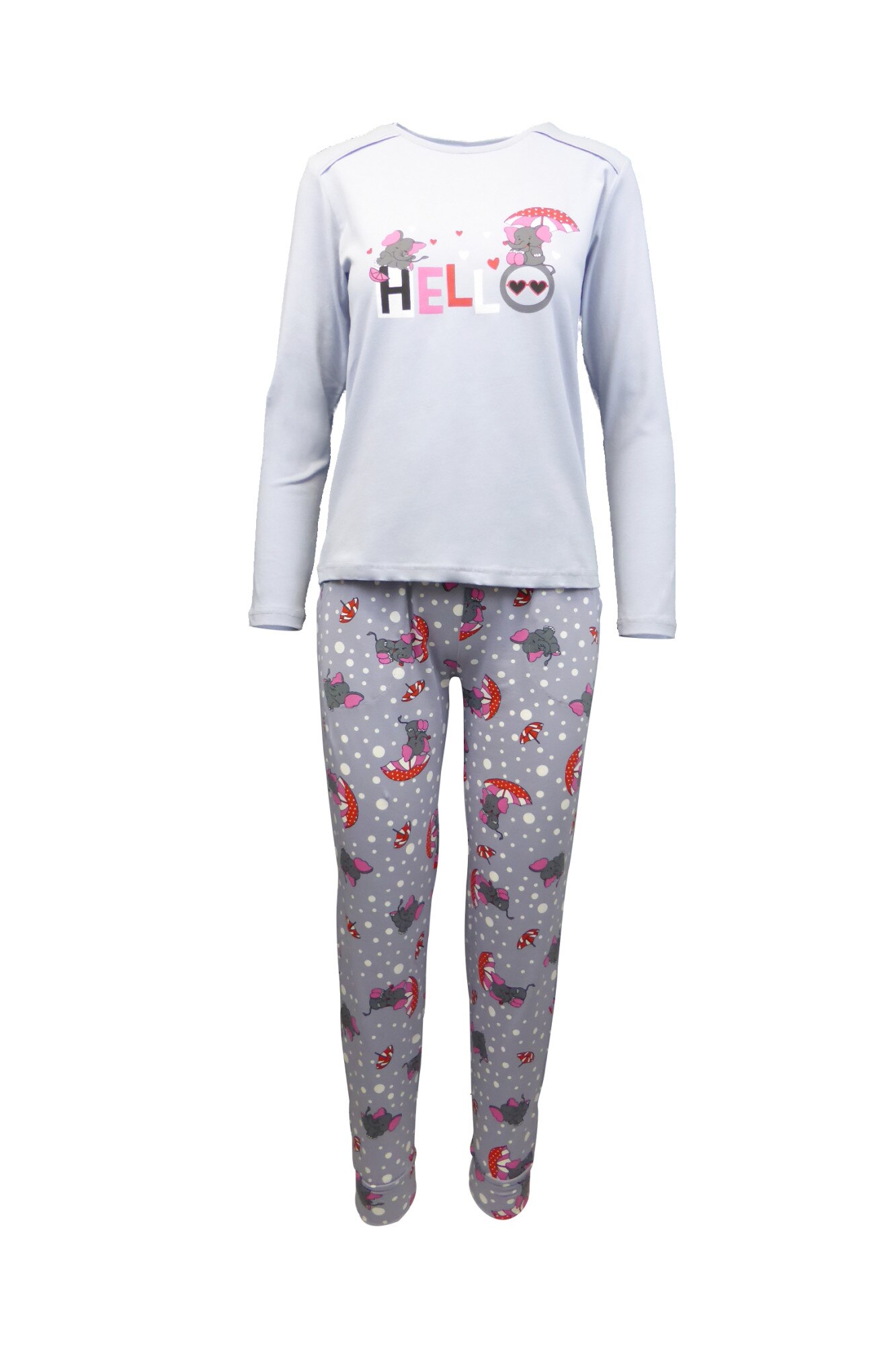 Pijama dama, Univers Fashion, gri, bluza cu imprimeu 