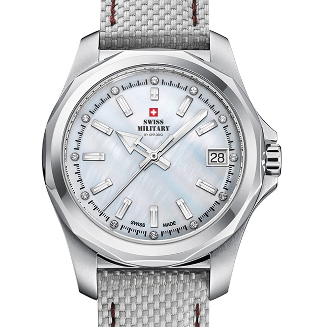 Ceas de dama Swiss Military SM34069.04, 36mm, 10ATM, Argintiu