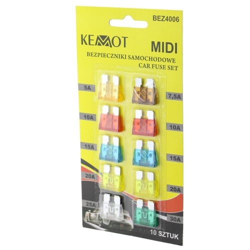 Set sigurante auto, 5A-30A, 10 bucati, Kemot - 402775