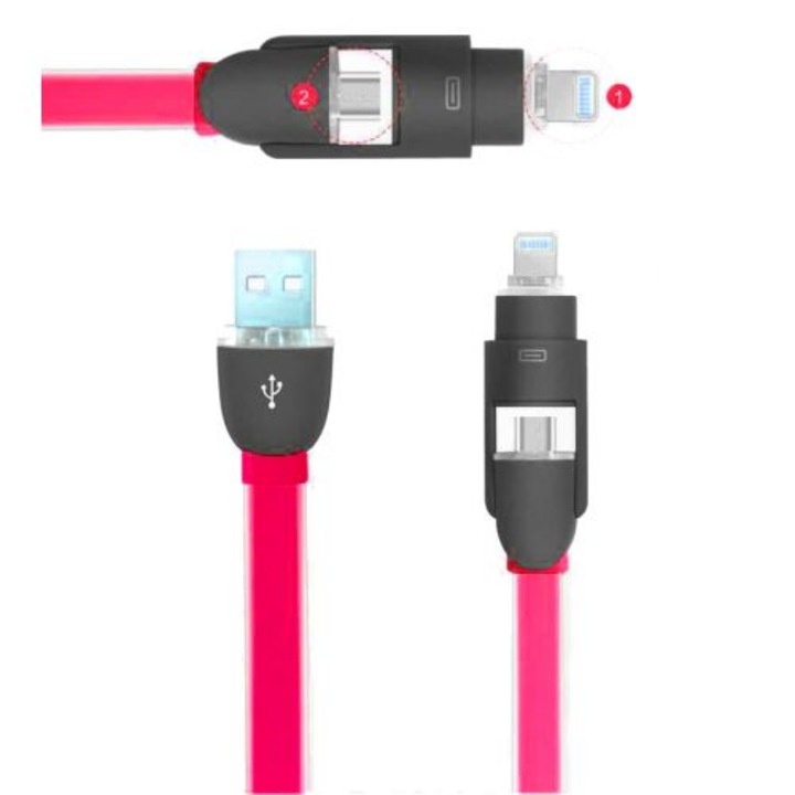 2in1 Rózsaszín Jelly Kábel