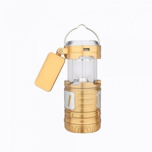 Felinar solar cu incarcare USB, 16 LED, manere metalice, auriu