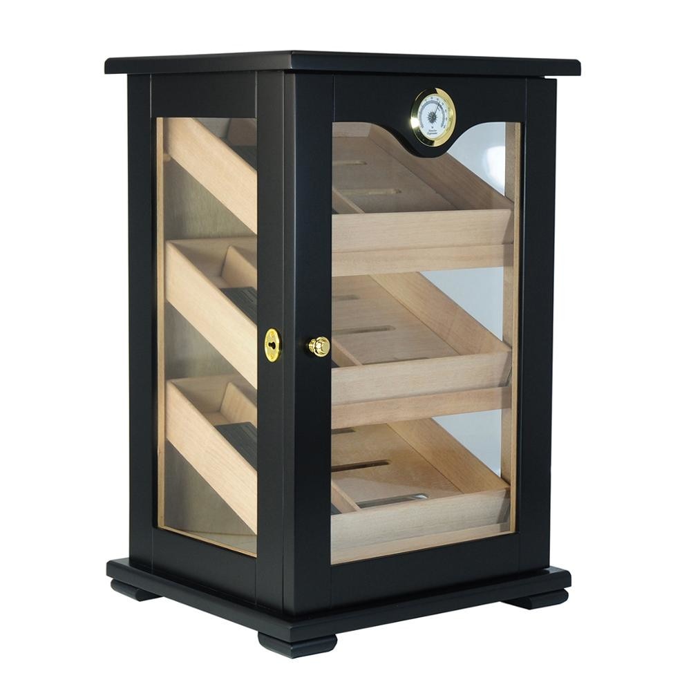 Humidor trabucuri Andreas, Black, 3 rafturi, 150 trabucuri