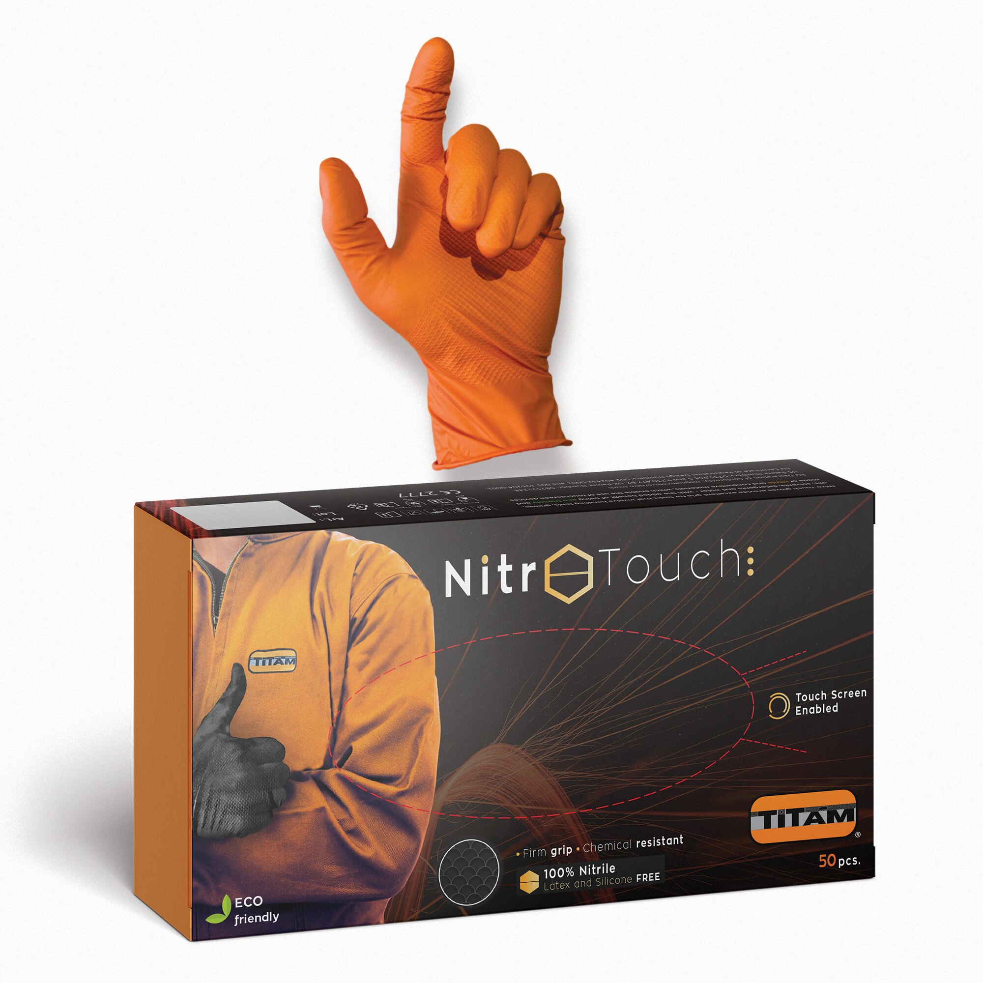 Manusi Nitril, Titam, Nitro Touch, Portocaliu, XL, Eco Friendly