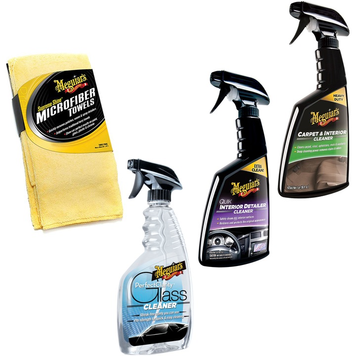 Pachet cosmetica pentru spalatorie tip self wash, utilizare interior, produse de ingrijire auto premium, Meguiar's, made in SUA