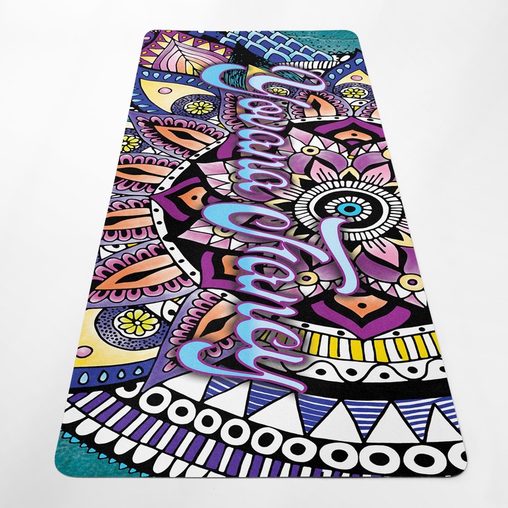 Saltea specializata pentru exercitii, Asymmetric mandala, cauciuc natural 68х183 cm, YM08