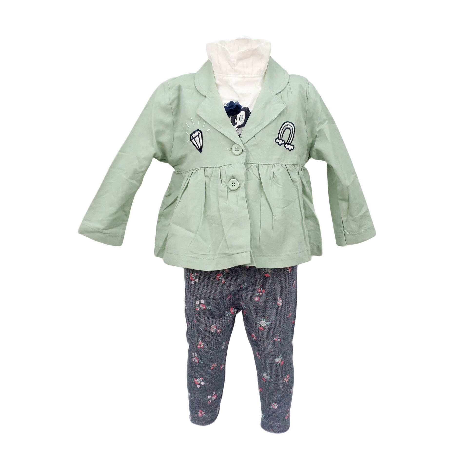 Compleu Unicorn trei piese multicolore