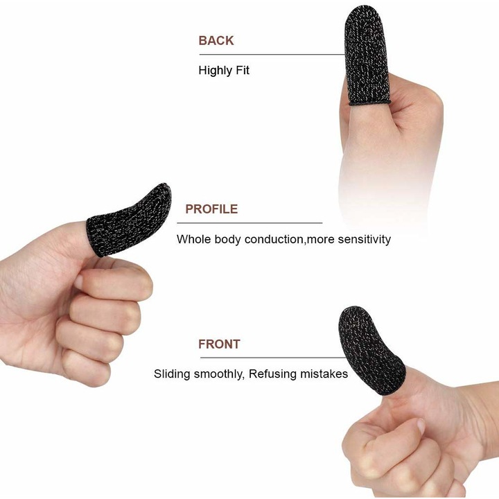 Manusi pentru jocuri tip PUBG Call of Duty Fortnite model ultrasensibil , negre , set 2 bucati 4cm lungime