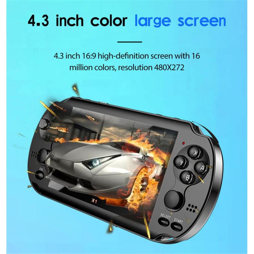 Joc portabil, STELS, Ecran color de 4.3 inchi, Tehnologie inteligenta X1, Iesire TV, MP3, MP4, 10000 de jocuri, Gri