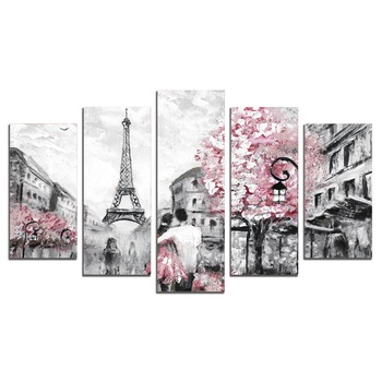 Tablou Multicanvas, 5 Piese, Indragostit de Paris, 158х90 cm Tablou Multicanvas, 5 Piese, Indragostit de Paris, 158х90 cm