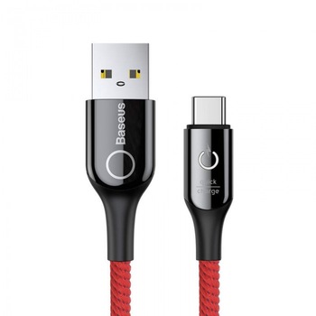 Cablu de date/incarcare Baseus, C-Shaped Light Intelligent Power-Off, USB Type-C 3 A, Rosu Cablu de date/incarcare Baseus, C-Shaped Light Intelligent Power-Off, USB Type-C 3 A, Rosu