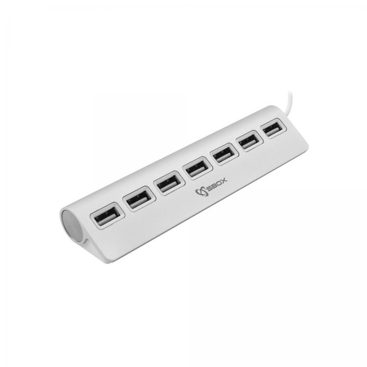 Хъб SBOX H-207, USB 2.0, 7 порта, Сив