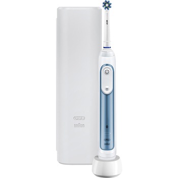 Periuta de dinti electrica Braun Oral-B Smart Expert, Gum Protection Assistant, Curatare 3D, Bluetooth, SmartRing, 5 programe, trusa calatorie, albastru/alb Periuta de dinti electrica Braun Oral-B Smart Expert, Gum Protection Assistant, Curatare 3D, Bluetooth, SmartRing, 5 programe, trusa calatorie, albastru/alb